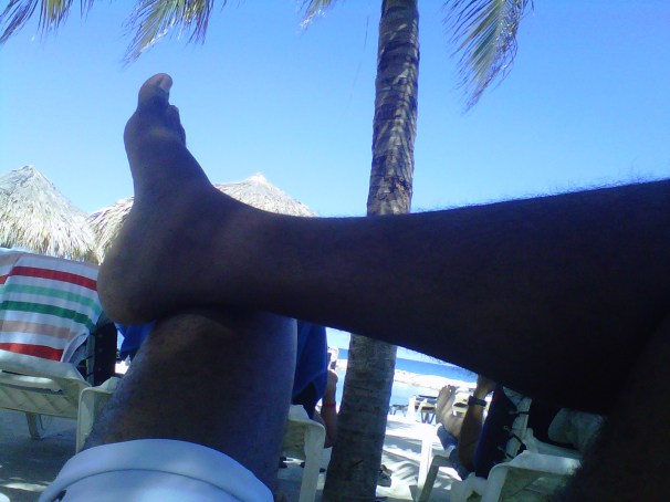 relaxing on a beach chair