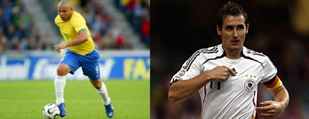 Left: Ronaldo (Brazil) - 15 Goals. Right: Klose (Germany) - 14 Goals