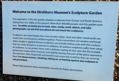 Welcome Sign Hirshhorn Museum's Sculpture Garden