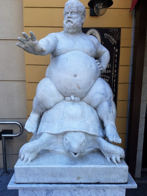 Naked Fat Man on Turtle