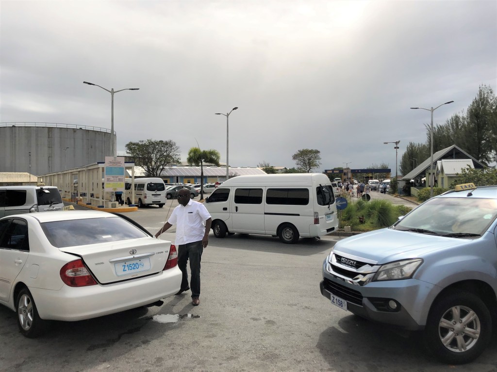 Taxis awaiting passengers in Barbados