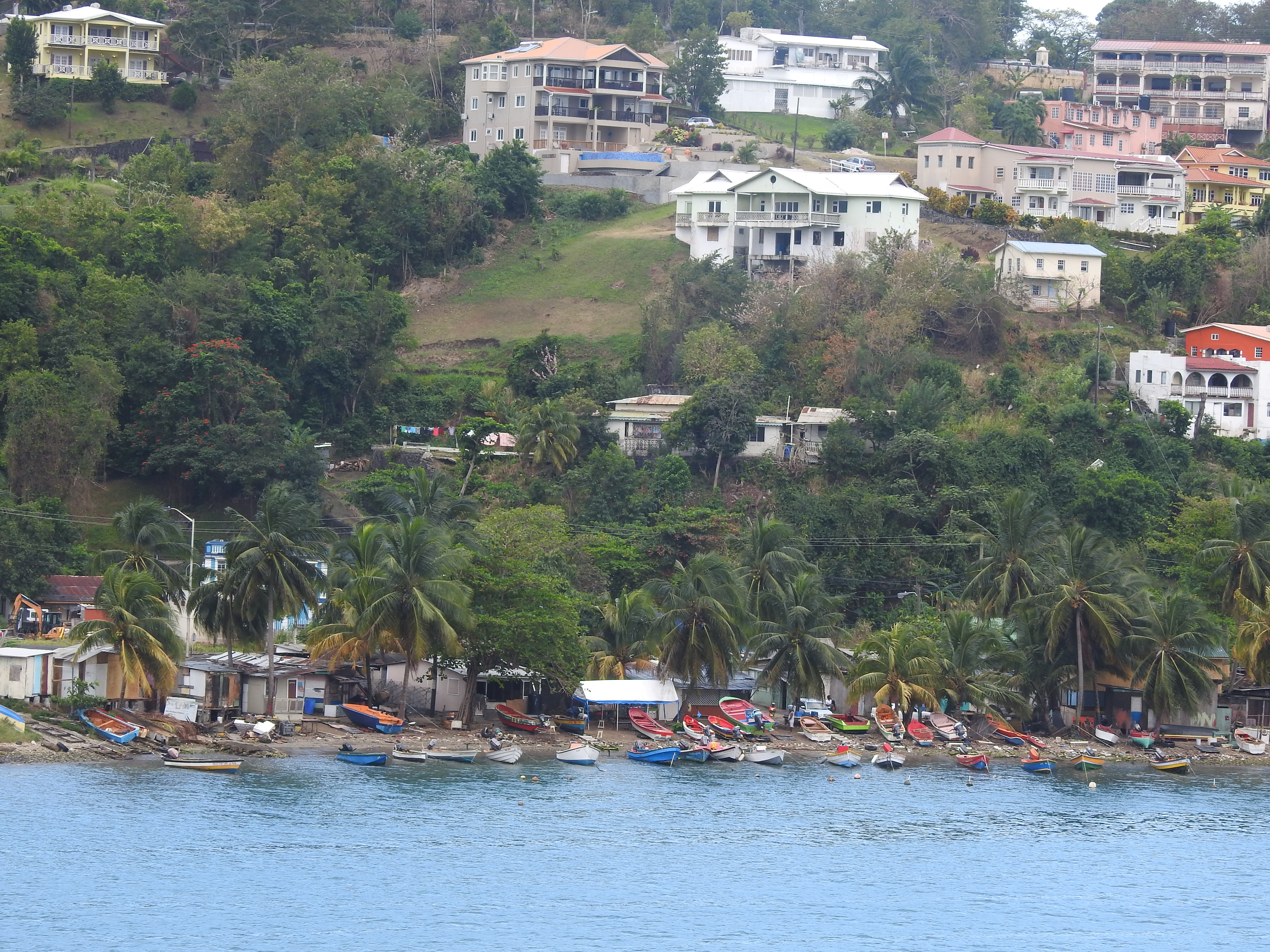 A view of Anse La Raye showing the fishing boats.