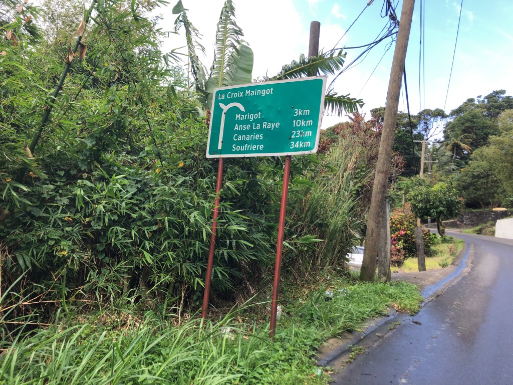 La Croix Maingot Traffic sign in St. Lucia