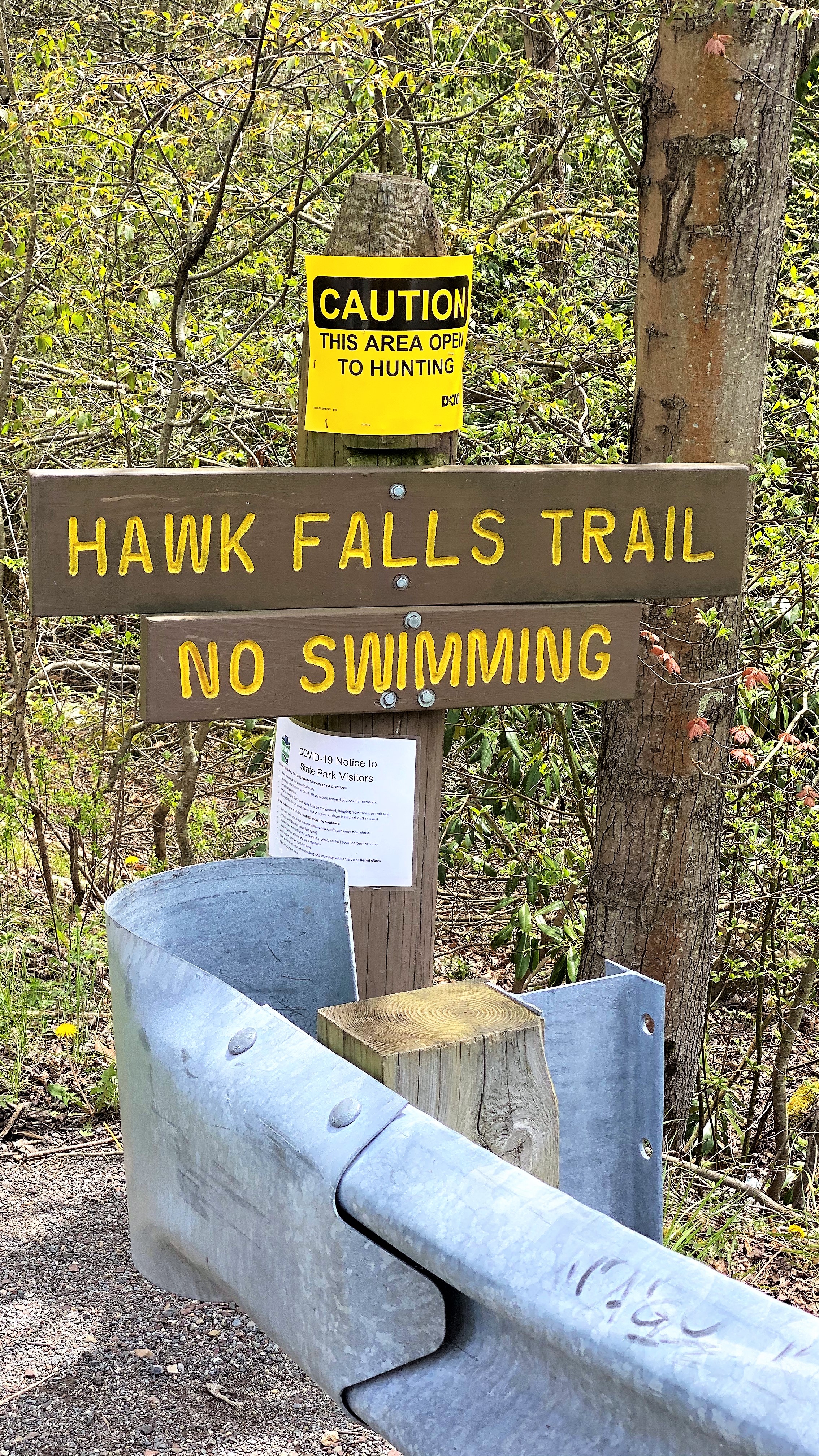Hawk Falls Trail No Swimming Sign