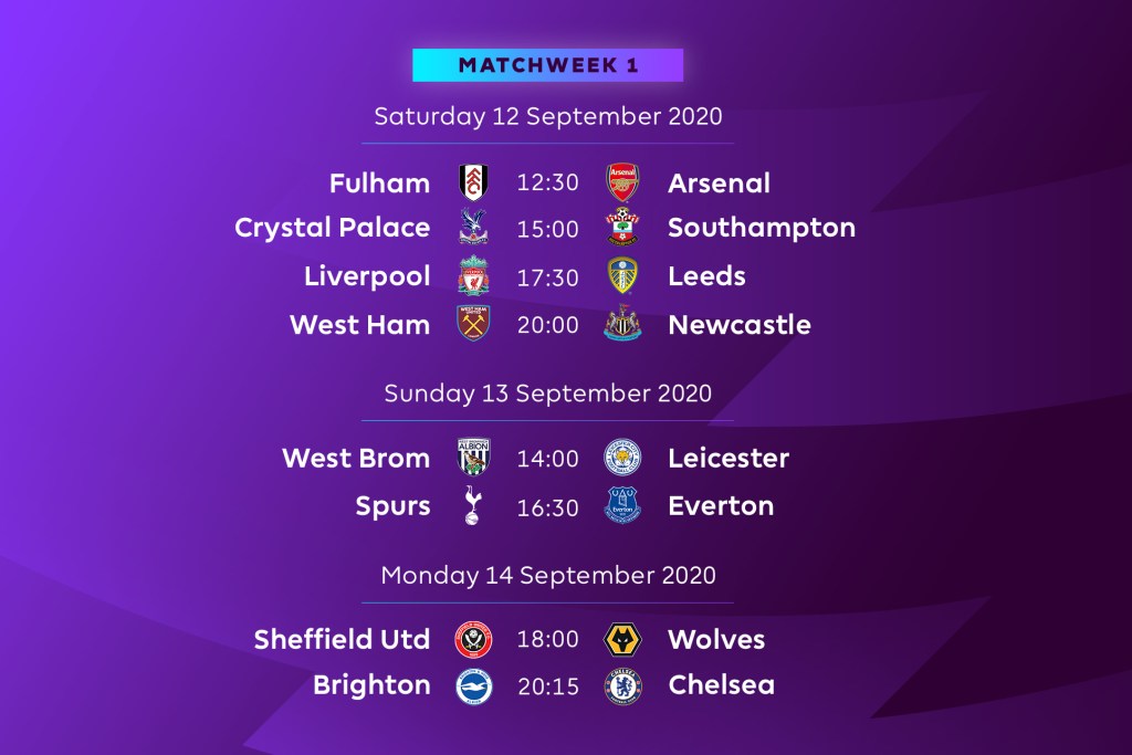 2020 - 2021 Premier League Match Week 1